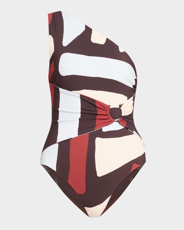 Belted Asymmetric One-Piece Swimsuit